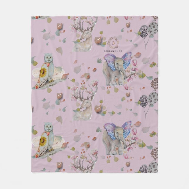 Couverture Polaire Woodland thème bébé (Devant)