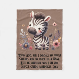Couverture Polaire Woodland Zebra Kids Prière chrétienne sur Brown