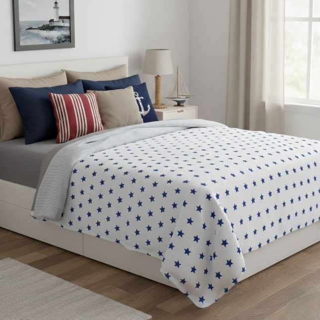 Couverture Polaire Wool blanket with blue stars, living room throw (Créateur téléchargé)
