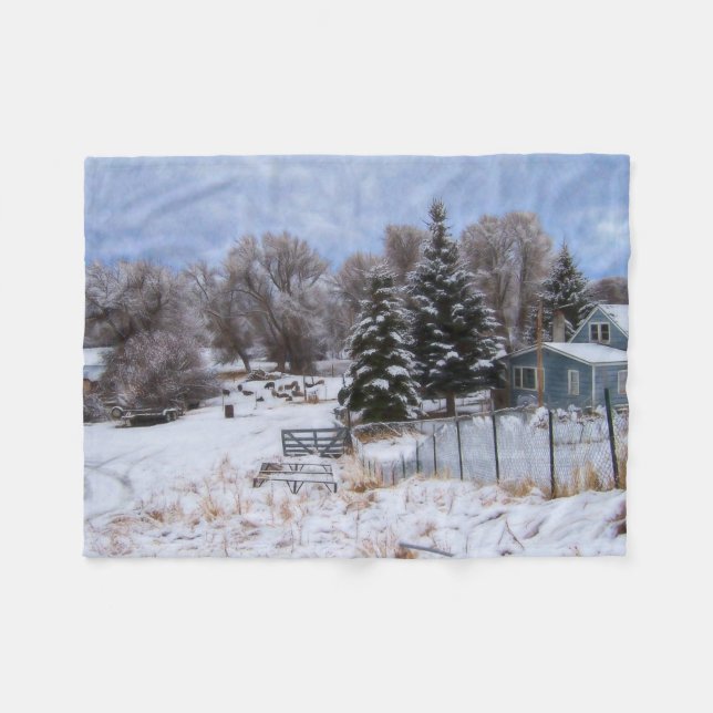 Couverture Polaire Wreath Snowy Ranch (Devant (Horizontal))