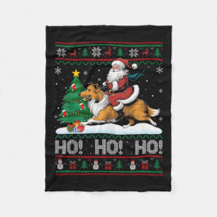 Couverture Polaire Xmas Arbre Éclairage Père Noël équitation Collie C