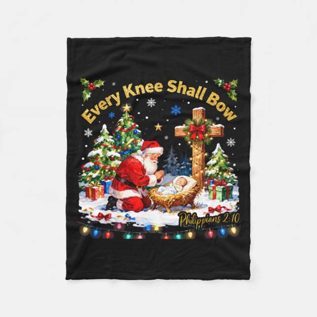Couverture Polaire Xmas Every Knee Shall Bow Santa Christmas Nativity (Devant)