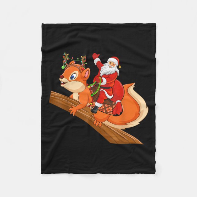 Couverture Polaire Xmas Family Matching Funny Santa Riding Squirrel C (Devant)
