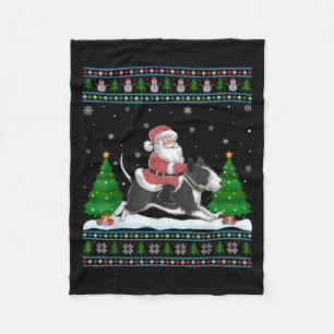 Couverture Polaire Xmas hideux Père Noël Riding Rat Terrier Chien Chr