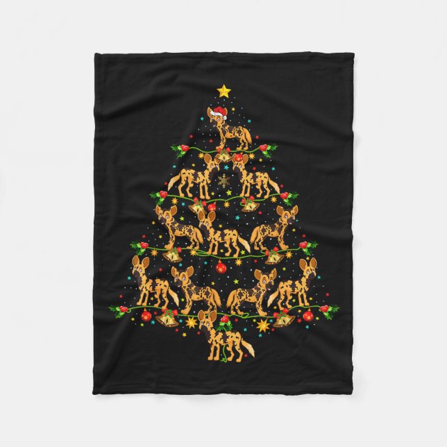 Couverture Polaire Xmas Lighting Santa African Wild Dog Christmas Tre (Devant)