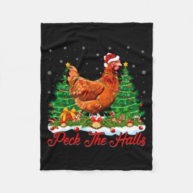 Couverture Polaire Xmas Lighting Santa Hat Chicken Christmas Tree  (Devant)