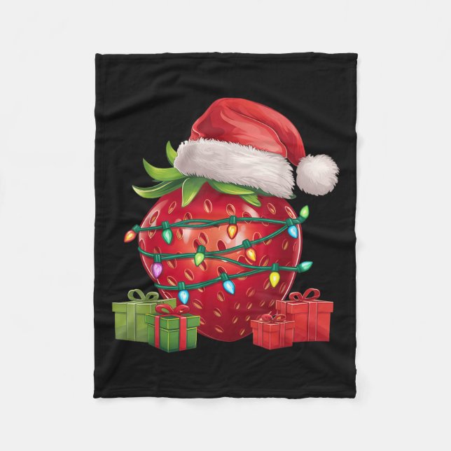 Couverture Polaire Xmas Lighting Santa Hat Strawberry Christmas  (Devant)