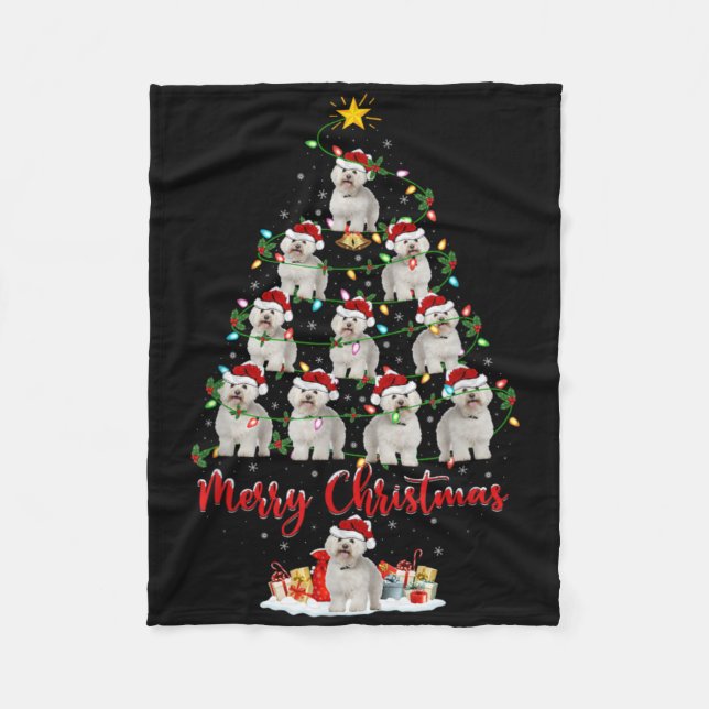Couverture Polaire Xmas Lights Santa Bichon Frise Dog Christmas Tree  (Devant)