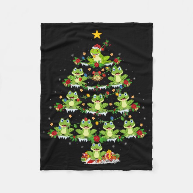 Couverture Polaire Xmas Lights Santa Tree Frog Christmas Tree Premium (Devant)