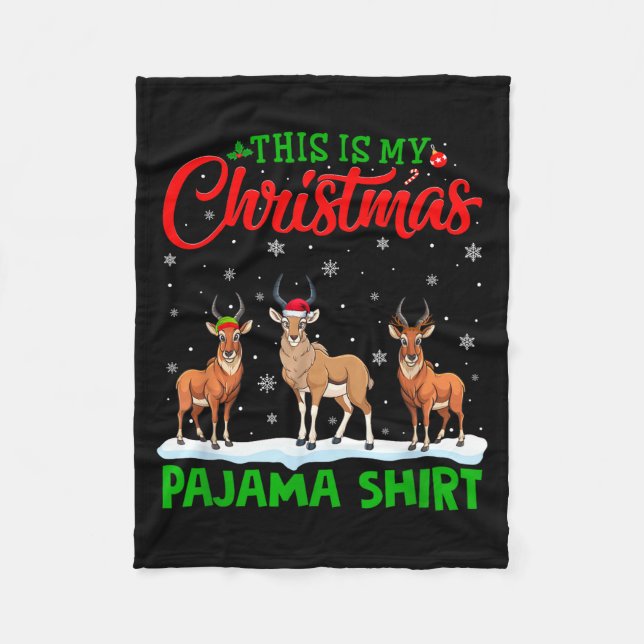 Couverture Polaire Xmas Santa Hat Reindeer Antelope Christmas Pajama  (Devant)