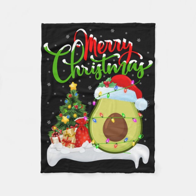 Couverture Polaire Xmas Tree Lights Santa Hat Avocado Fruit Christmas (Devant)