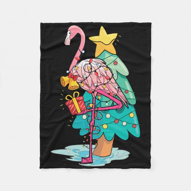 Couverture Polaire Xmas Tree Lights Tropical Flamingo Animal Christma (Devant)