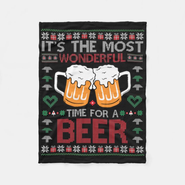 Couverture Polaire Xmas Wonderful Time For A Beer Ugly Christmas S  (Devant)