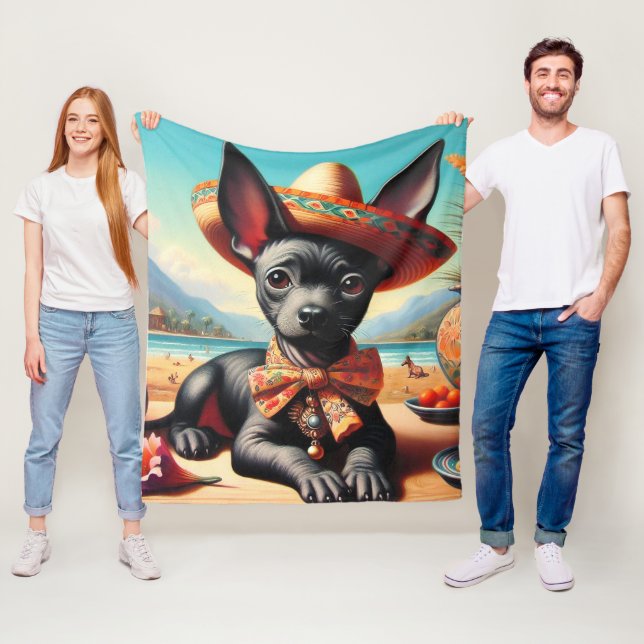 Couverture Polaire Xoloitzcuintle vintage (En situation)