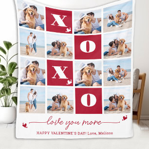 Couverture Polaire XOXO Bold Modern 4 Photo Collage Valentines Day