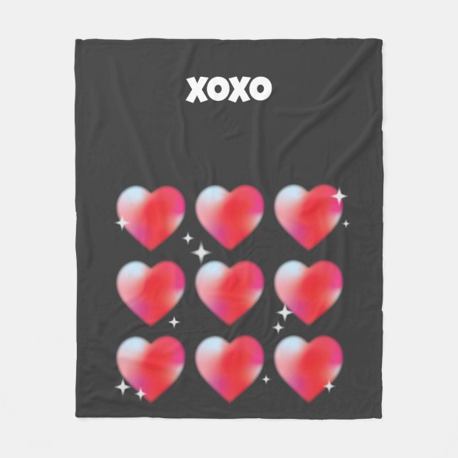 Couverture Polaire Xoxo coeur rouge romantique Saint Valentin (Devant)
