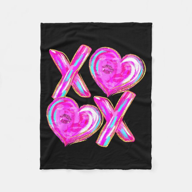 Couverture Polaire Xoxo Hearts Valentine's Day Women Girls Vday  (Devant)