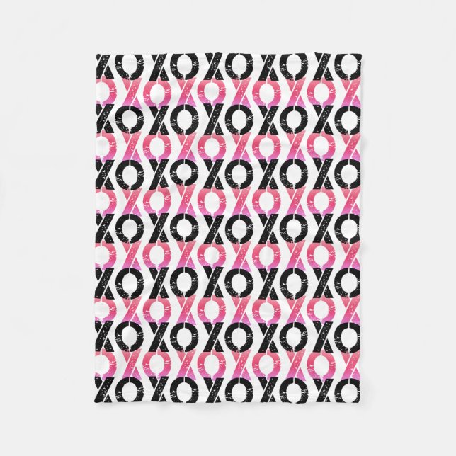 Couverture Polaire XOXO motif noir et rose de | (Devant)