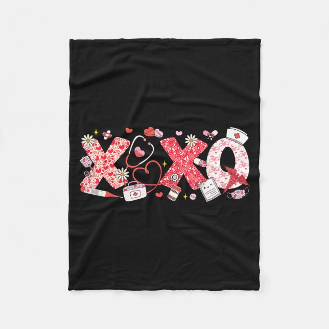 Couverture Polaire Xoxo Stethoscope Valentine Rn Pct Cna Nurse Nurse  (Devant)