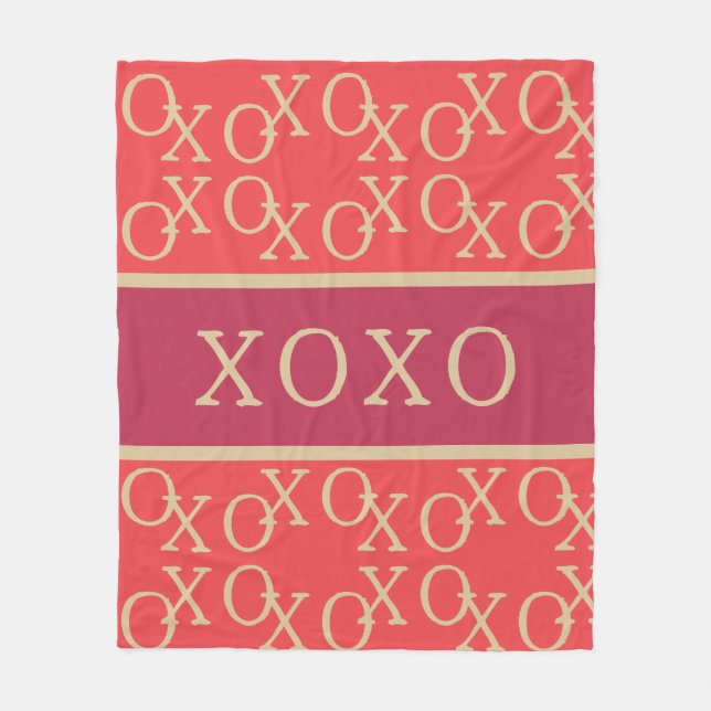 Couverture Polaire XOXO | Typographie rouge or chaud Motif texte (Devant)