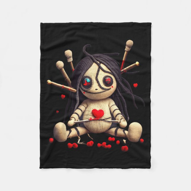 Couverture Polaire Y Cute Sitting Voodoo Doll Halloween Valentine Day (Devant)