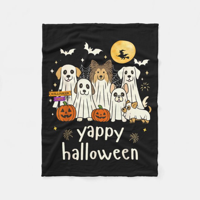 Couverture Polaire Yappy Halloween Drôles de chiens fantômes Hallowee (Devant)