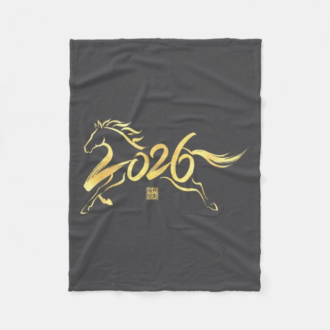 Couverture Polaire Year Of The Horse 2026 Calligraphy Chinese New Yea (Devant)