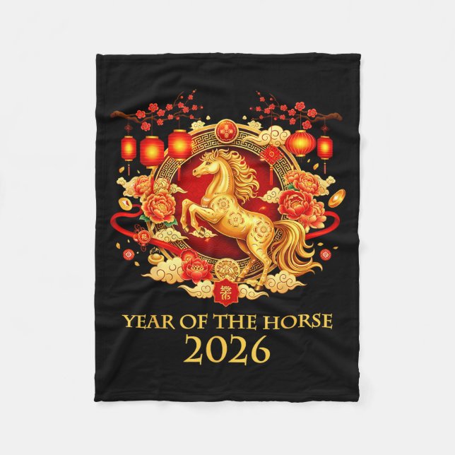 Couverture Polaire Year Of The Horse 2026 Chinese New Year Horse Lant (Devant)