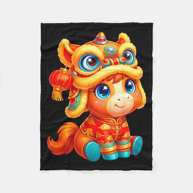 Couverture Polaire Year Of The Horse 2026 Chinese New Year Lion Dance (Devant)