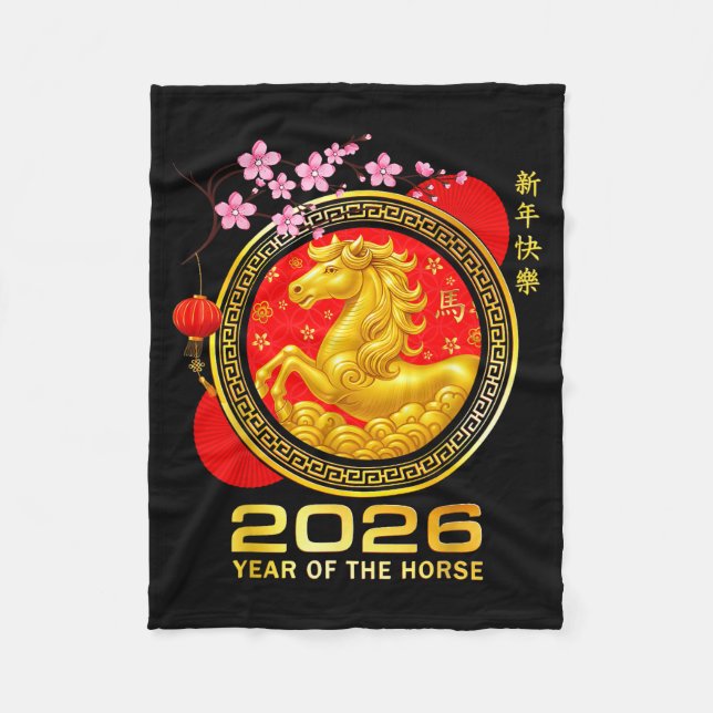 Couverture Polaire Year Of The Horse 2026 Lunar New Year Chinese Men  (Devant)