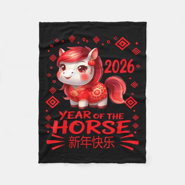 Couverture Polaire Year Of The Horse Chinese Lunar New Year 2026 Year (Devant)