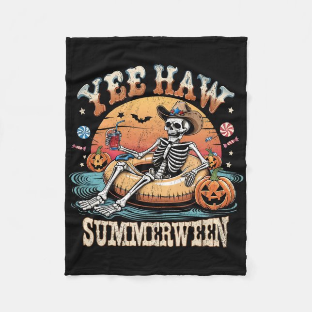 Couverture Polaire Yee Haw Summerween Cowboy Skeleton Western Hallowe (Devant)
