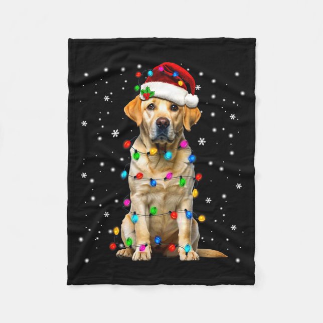 Couverture Polaire Yellow Labrador Retriever Christmas Tree Light Paj (Devant)