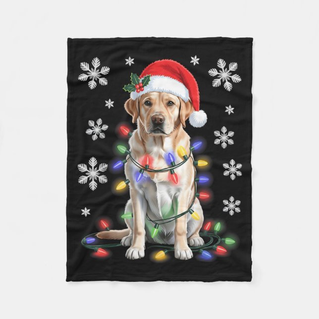 Couverture Polaire Yellow Labrador Retriever Christmas Tree Light Paj (Devant)
