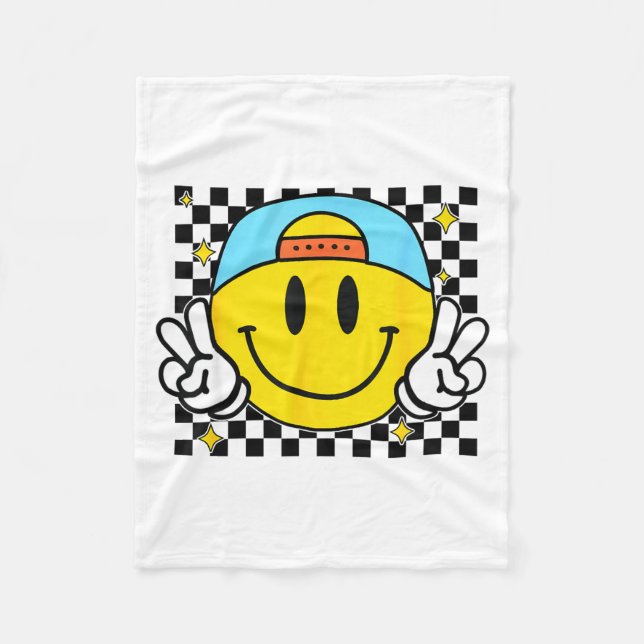 Couverture Polaire Yellow Smile Face Cute Checkered Peace Smiling Hap (Devant)