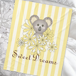 Couverture Polaire Yellow Stripe mignonne Bébé Koala Ours Enfants