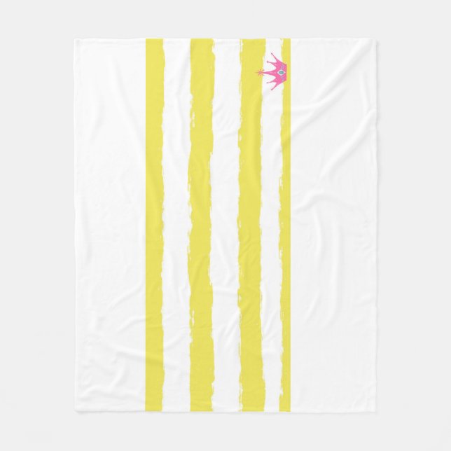 Couverture Polaire Yellow stripes and a pink crown Fleece Blanket (Devant)