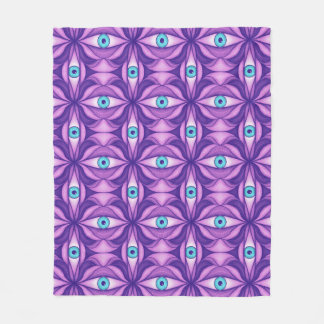 Couverture Polaire Yeux bleus dans un feuillage pourpre Art botanique