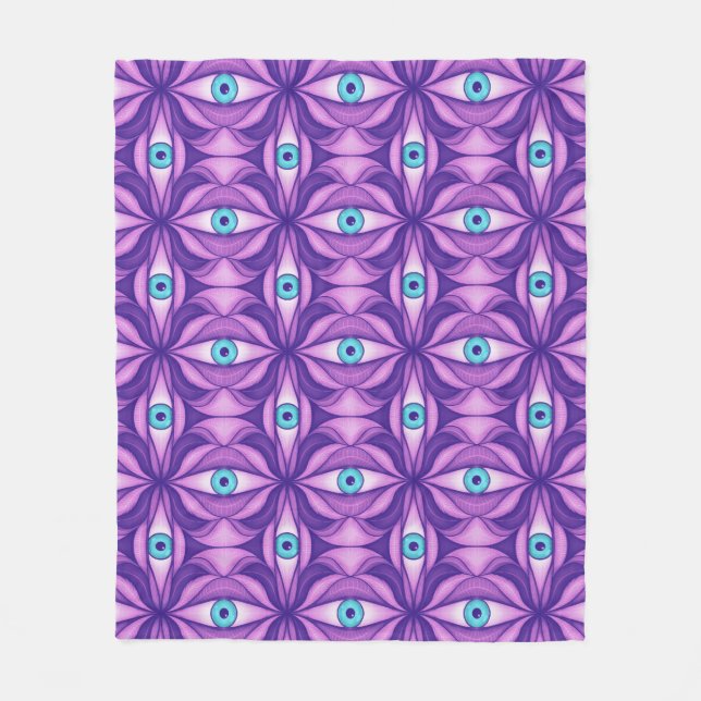 Couverture Polaire Yeux bleus dans un feuillage pourpre Art botanique (Devant)