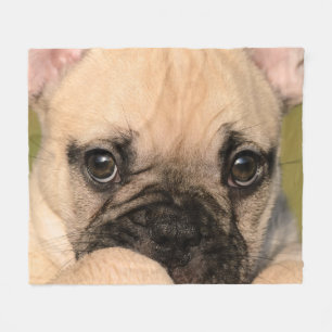 Couverture Polaire Yeux de chiot mignon de bouledogue français,