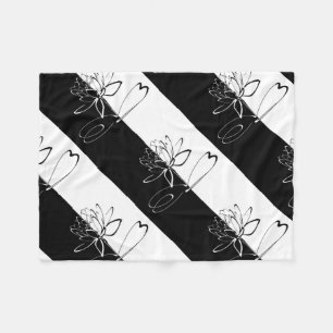 Couverture Polaire Yin Yang Fleur de Lotus Noir et Blanc
