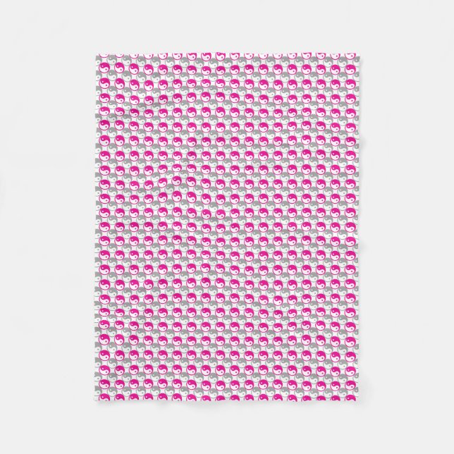 Couverture Polaire Yin yang gris et rose motif (Devant)
