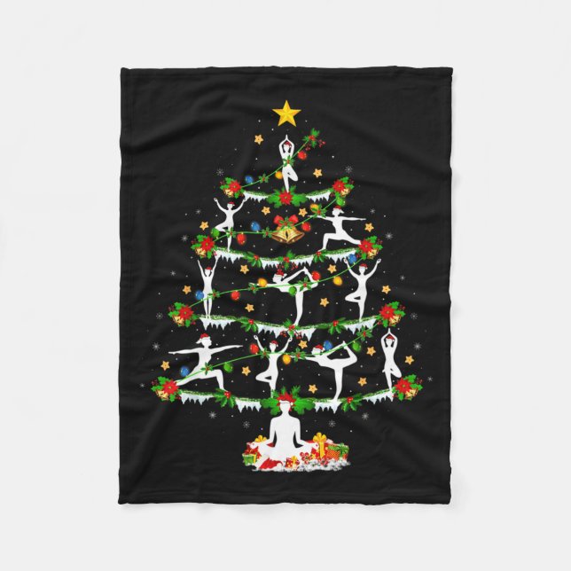 Couverture Polaire Yoga Lover Xmas Lighting Yoga Christmas Tree  (Devant)