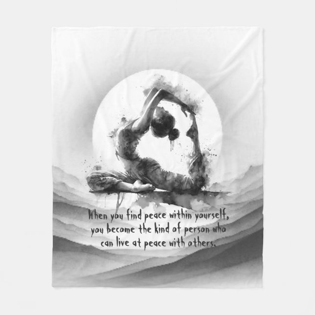 Couverture Polaire Yoga Reiki à une jambe King Pigeon Pose Aquarelle (Devant)