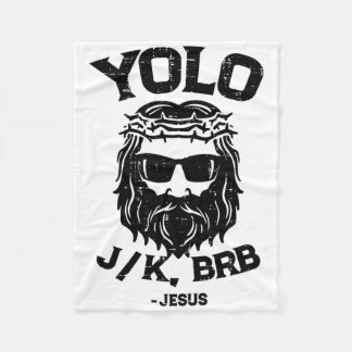 Couverture Polaire Yolo Jk Brb Jésus Drôle de jour de Pâques Résurrec