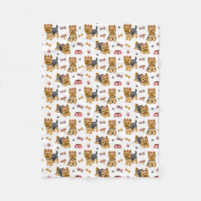 Couverture Polaire Yorkies mignons (Devant)