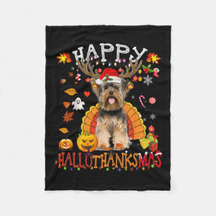 Couverture Polaire Yorkshire Chien Halloween Chien de Noël Joyeux Hal