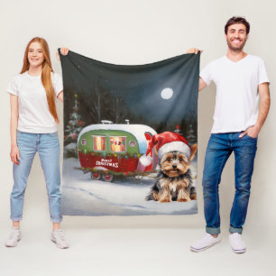 Couverture Polaire Yorkshire Terrier Caravan Christmas Adventure