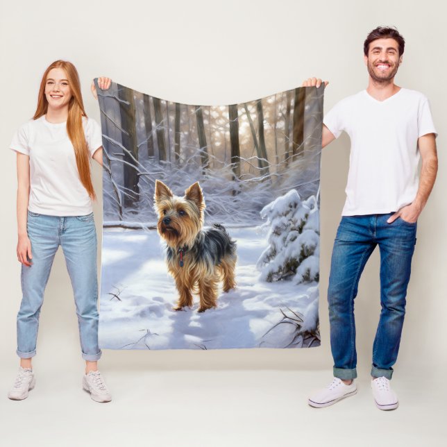 Couverture Polaire Yorkshire Terrier Laissez-le Neiger Noël (En situation)