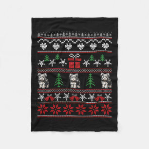 Couverture Polaire Yorkshire Terrier Noël Famille moche Noël